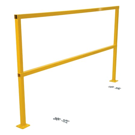 Vestil Steel Safety Handrail with Hardware, 74-1/2 In. x 4 In. x 42 In., Yellow SQ-72-HWR